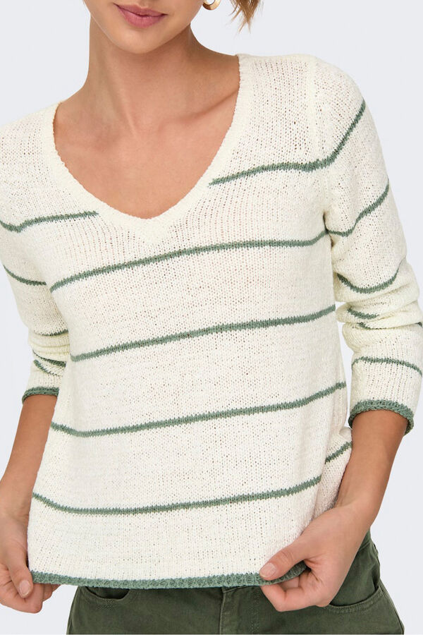 Only Jersey de cuello de pico blanco