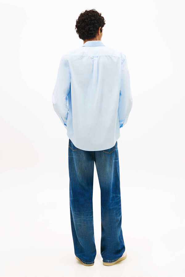 Tommy Jeans Camisa regular de popel&iacute;n azul