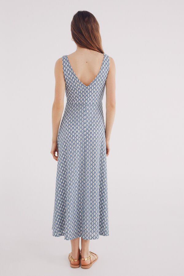 Springfield Vestido midi estructura bicolor turquesa