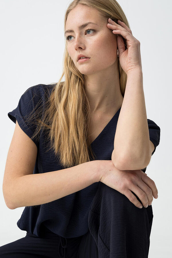 Tiffosi Blusa acetinada  azul