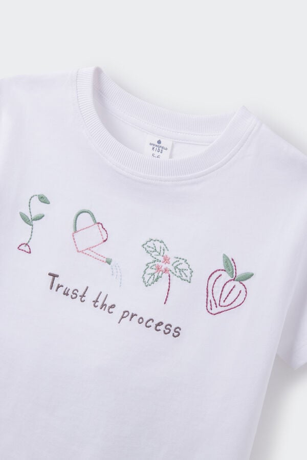 Springfield Kids T-shirt bordada menina branco