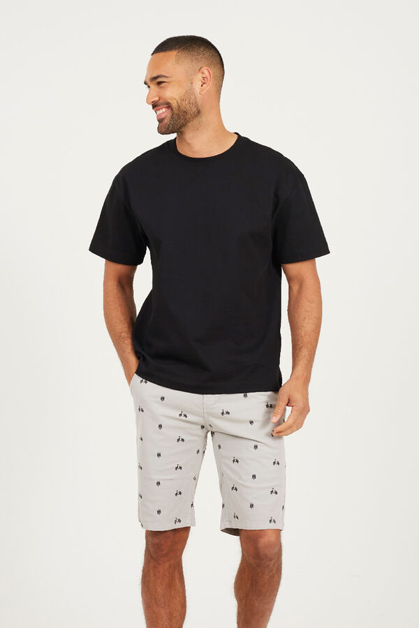 Brave Soul Shorts estampado com cinco bolsos cinzento