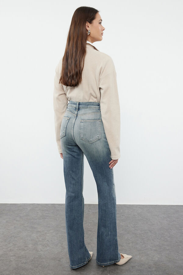 Trendyol Jeans flare de cintura alta azul