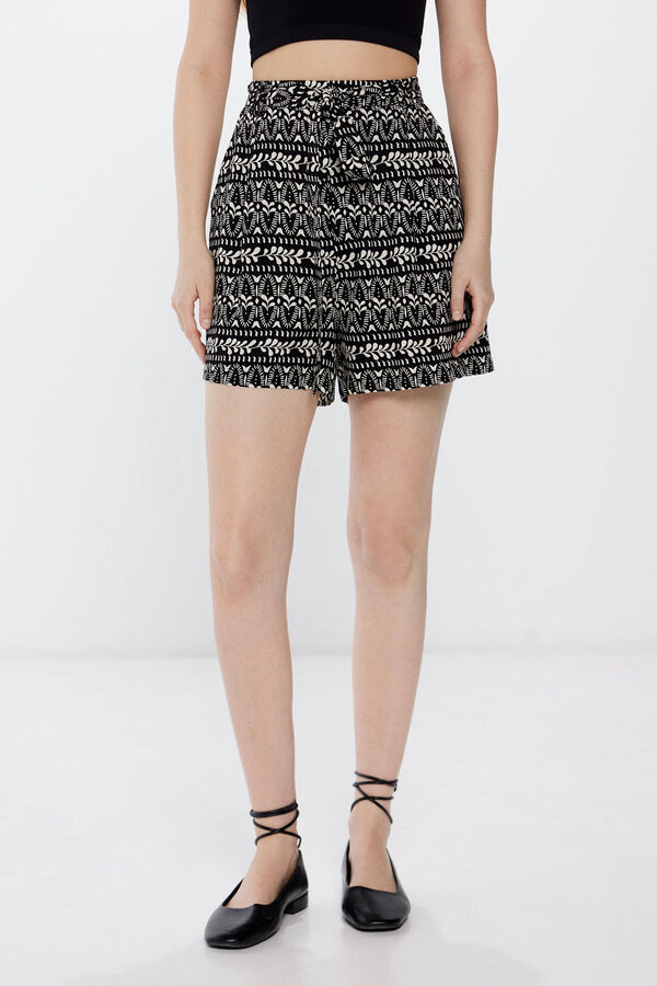 Springfield Calções fluidos étnicos preto