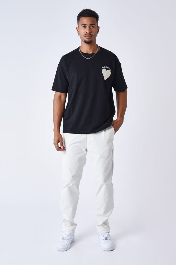 Project X Paris T-shirt grande com cora&ccedil;&atilde;o de vime preto