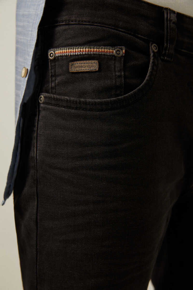 Springfield Jeans leves slim preto lavado cinza claro