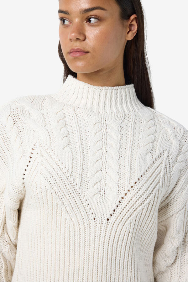 Noisy May Su&eacute;ter Perkins com mangas tran&ccedil;adas branco