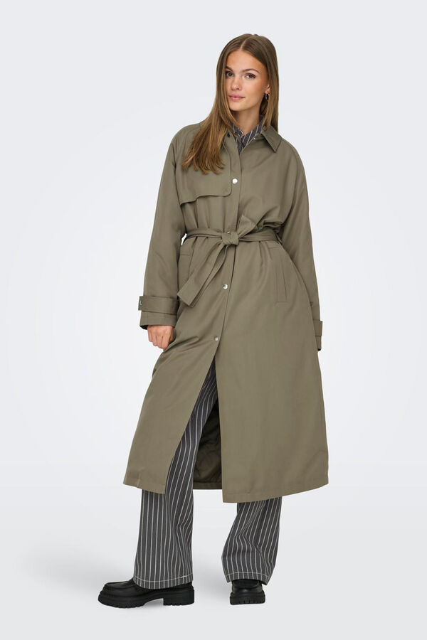 Only Gabardina comprida cinzento