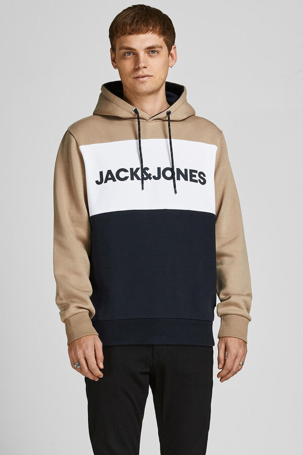 Jack & Jones Sudadera logo color block beige