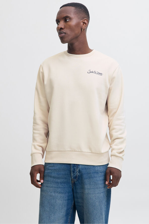 Jack & Jones Sweatshirt b&aacute;sico com logo cinzento