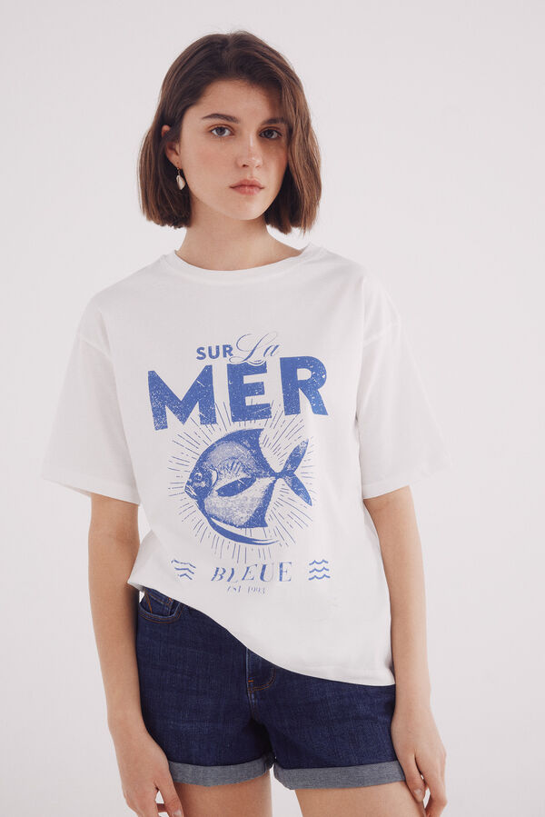 Springfield Camiseta "Sur la mer" blanco