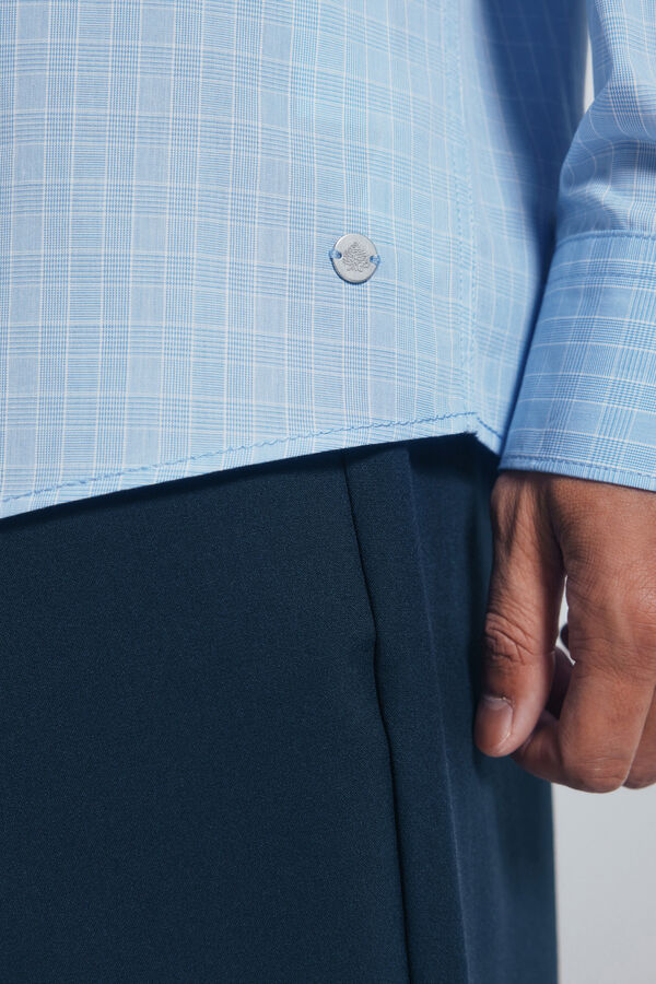 Springfield Camisa popelina xadrez azul