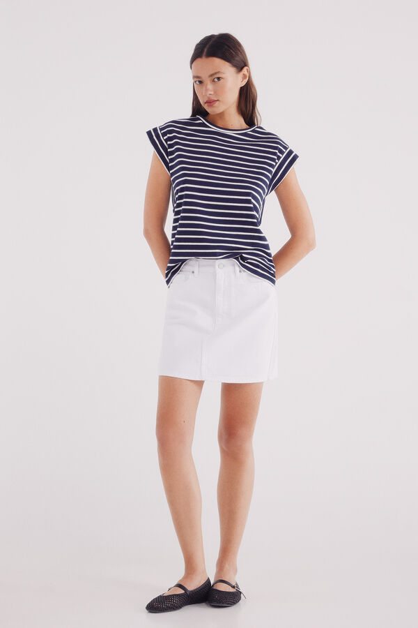 Springfield Camiseta rayas manga contraste azul