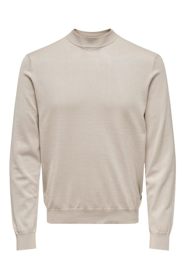 Only & Sons Jersey de hombre cuello mock. Regular fit. gris