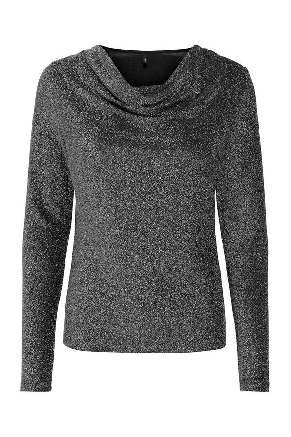 Only Top drapeado com glitter cinzento