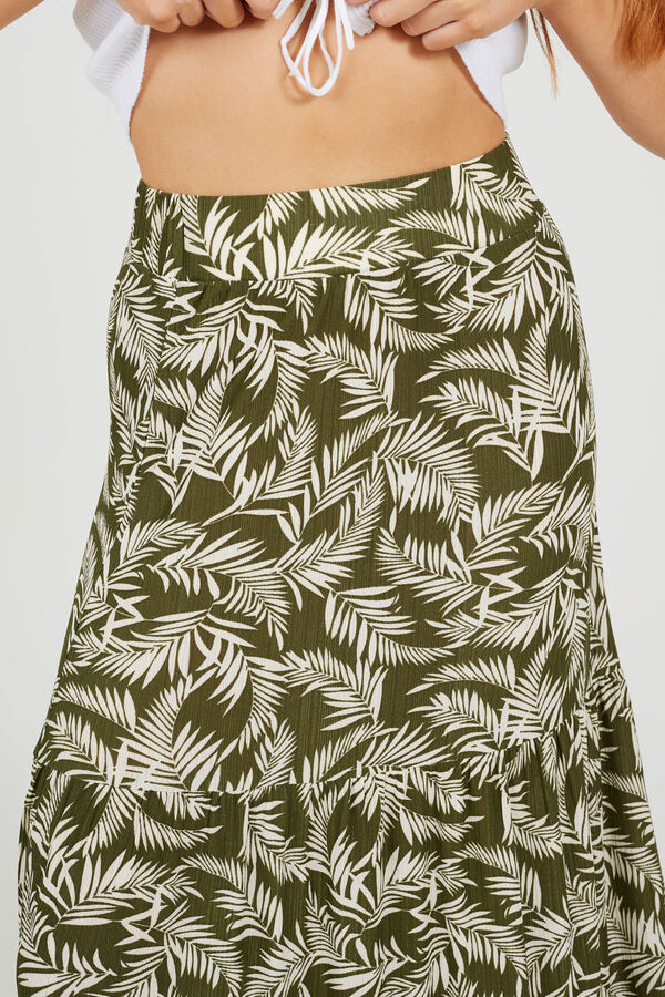 Brave Soul Falda con estampado de hojas verde