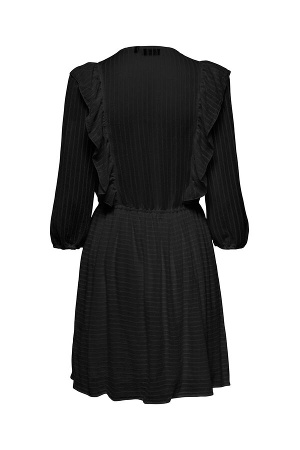 Only Vestido curto folhos preto