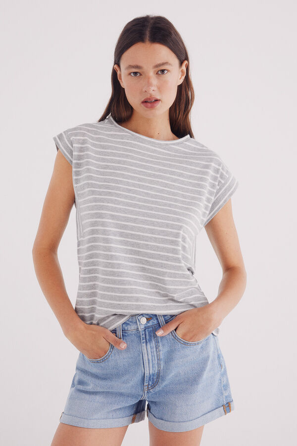 Springfield Camiseta rayas manga contraste gris