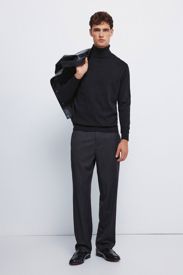Springfield Camisola b&aacute;sico de gola preto