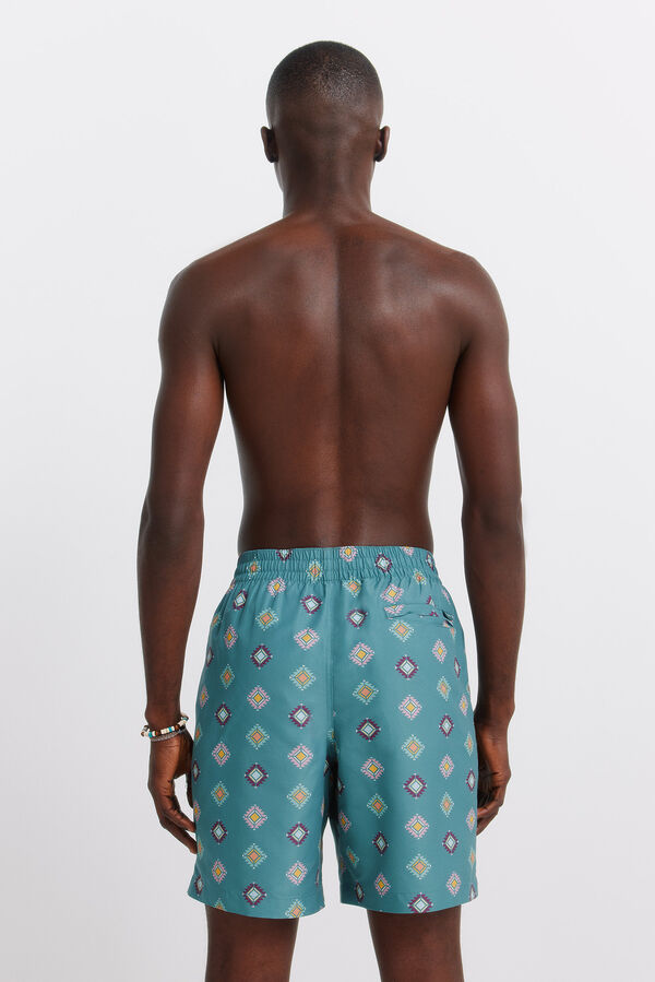 Springfield Ba&ntilde;ador estampado &eacute;tnico azul