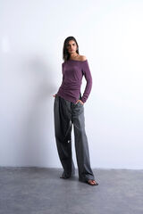 Topshop Top de gola redonda e manga comprida rosa