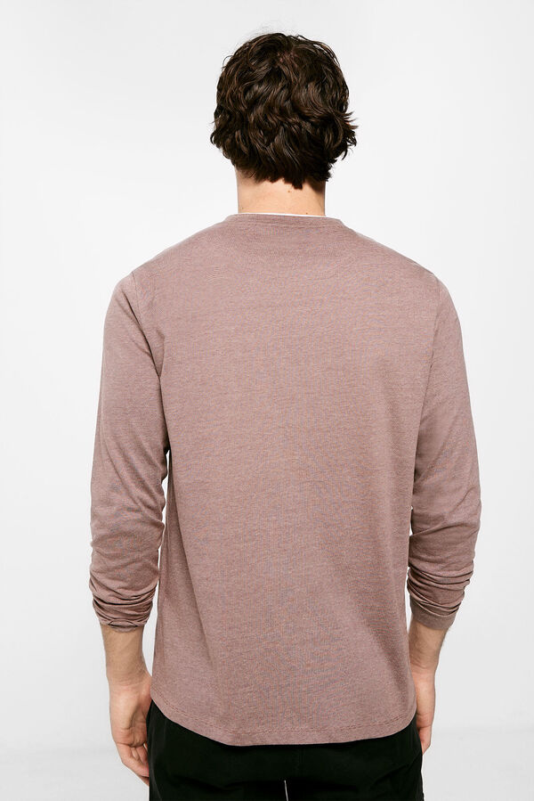 Springfield Camiseta de manga larga doble microraya burdeos