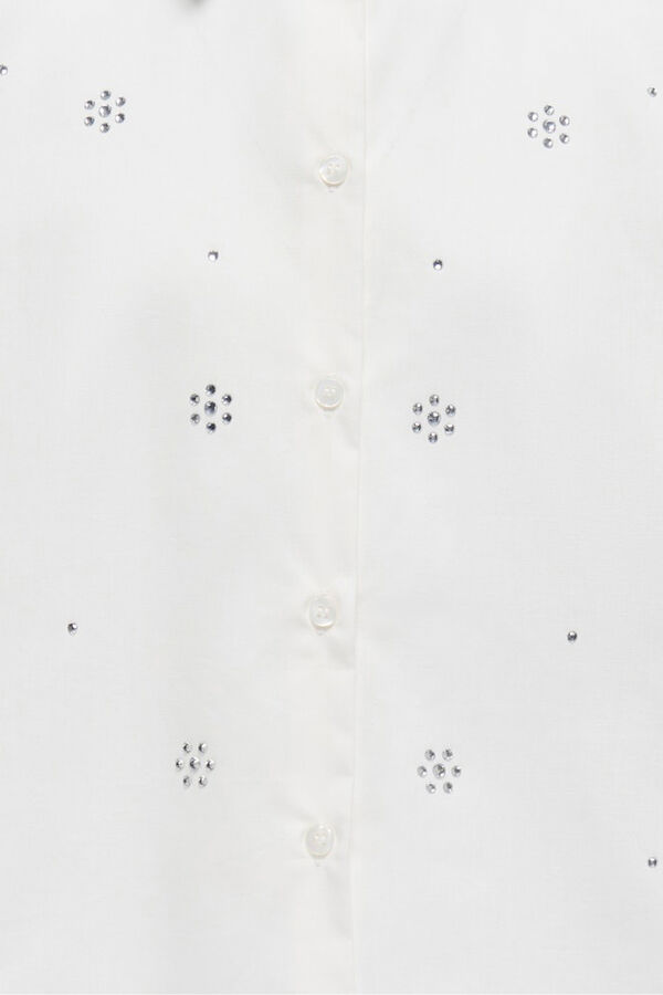 Only Girls Blusa curta de manga comprida com detalhe de brilho branco