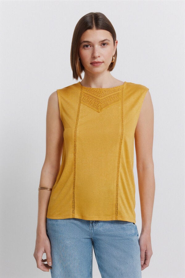 Springfield Camiseta sin mangas crochet amarillo
