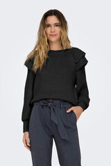 Only Jersey de punto volantes negro