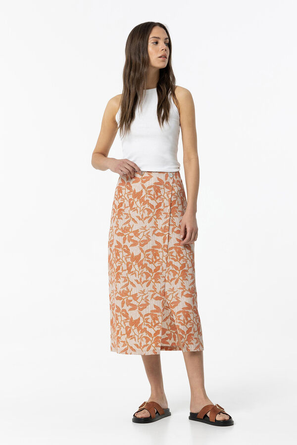 Tiffosi Saia midi estampado efeito enrugado rosa