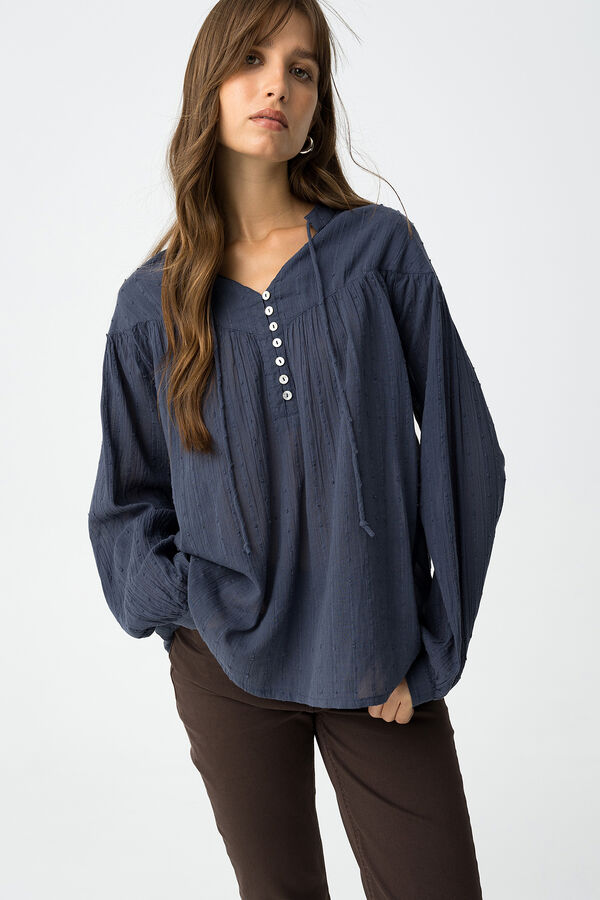 Tiffosi Blusa Texturizada Corte Relajado azul