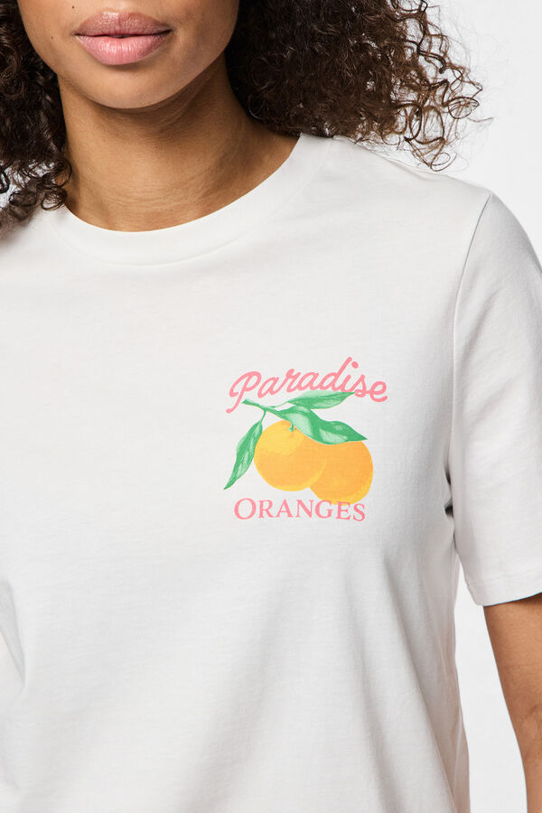 Pieces Camiseta b&aacute;sica con print blanco