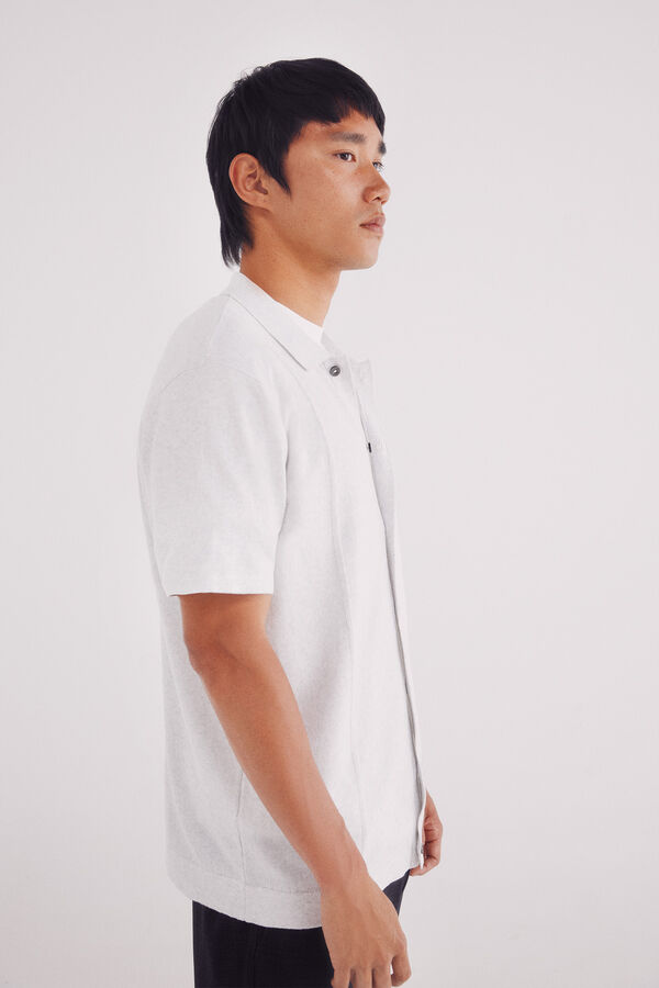 Springfield Cardigan de riscas manga curta verticalmente cinzento