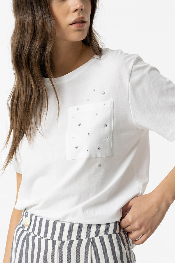 Tiffosi T-shirt com bolso frontal e apliques branco
