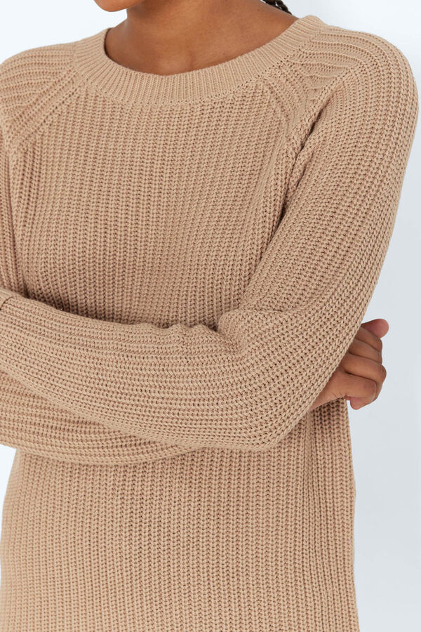 Noisy May Vestido malha em malha. cru