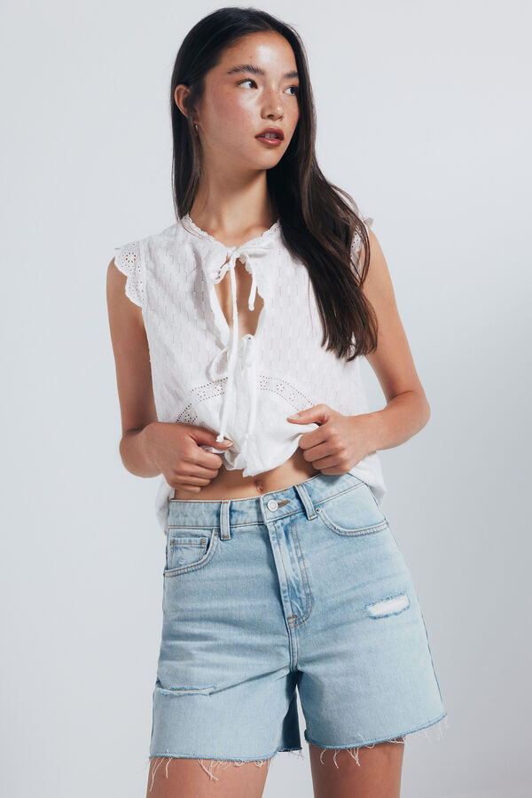 Springfield Shorts jeans rasgados azul