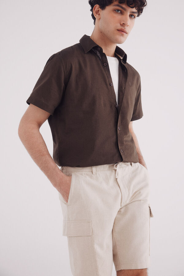 Springfield Bermuda linho cargo comfort fit branco