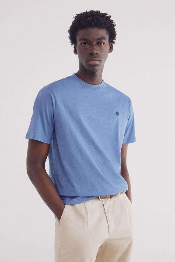 Springfield Camiseta básica com gola redonda azul