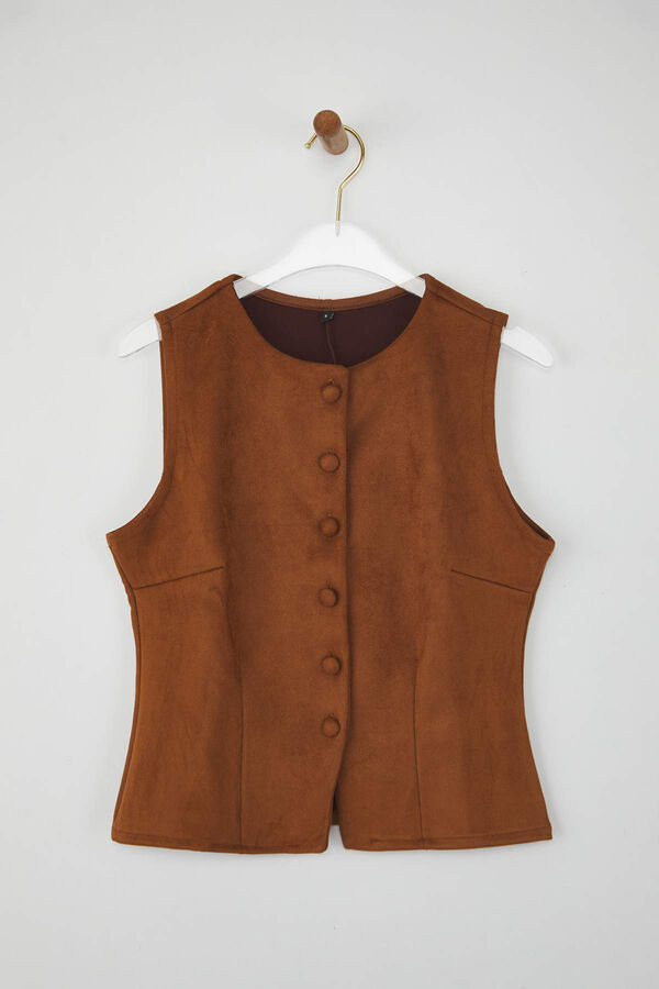 Trendyol Top efeito camur&ccedil;a abotoado cru