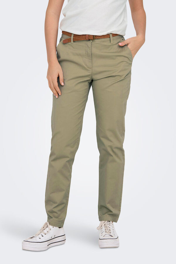 JDY Pantal&oacute;n chino cintur&oacute;n gris