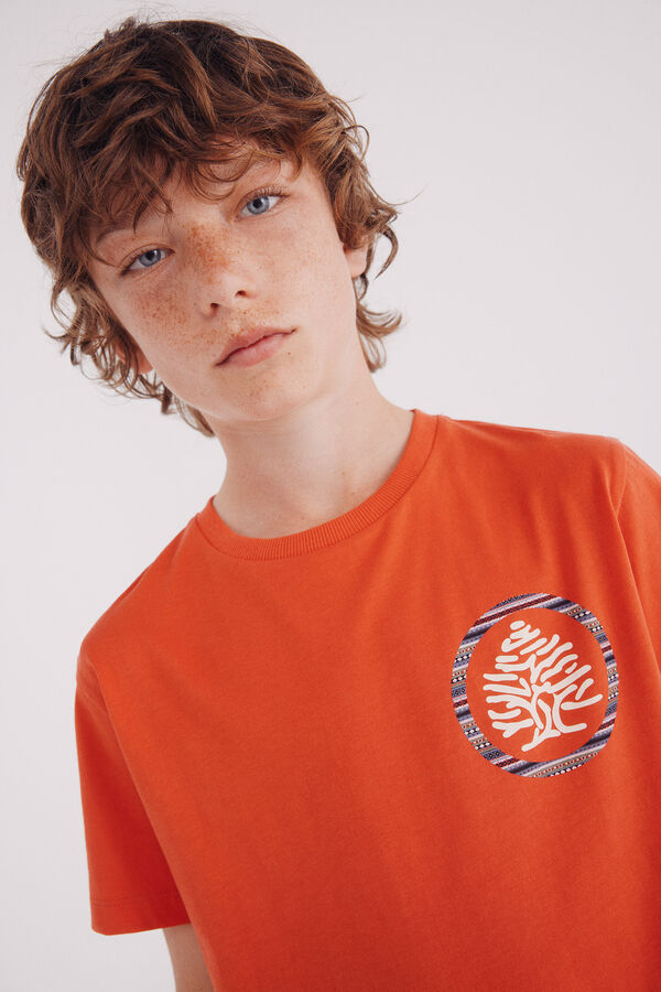 Springfield Kids Camiseta infantil com estampa de árvore étnica borgonha