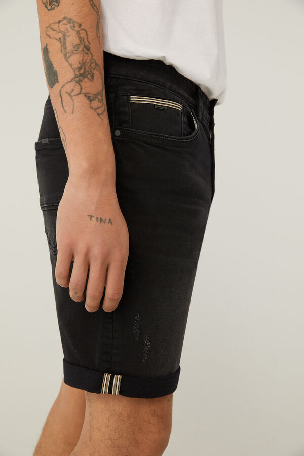 Springfield Calções jeans slim pretos lavagem preto