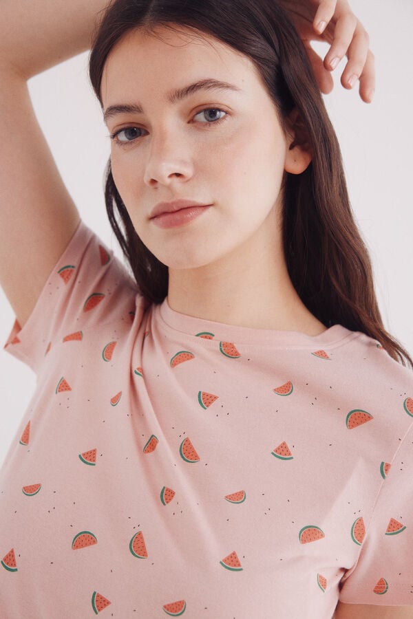 Springfield Camiseta estampado de frutas rosa