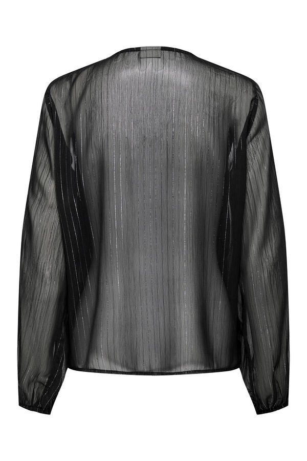 JDY Top manga larga brillo negro