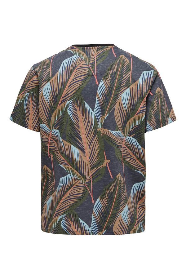 Only & Sons Camiseta estampada hojas negro