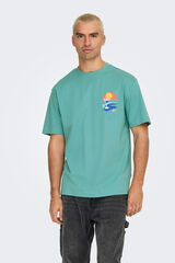 Only & Sons Herren-T-Shirt mit entspannter Passform. 100 % Bio-Baumwolle. azul