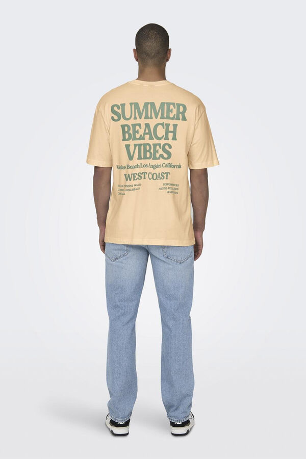 Only & Sons Camisola de manga curta texto rosa