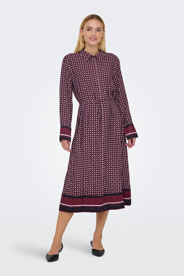 JDY Vestido midi camisero rojo