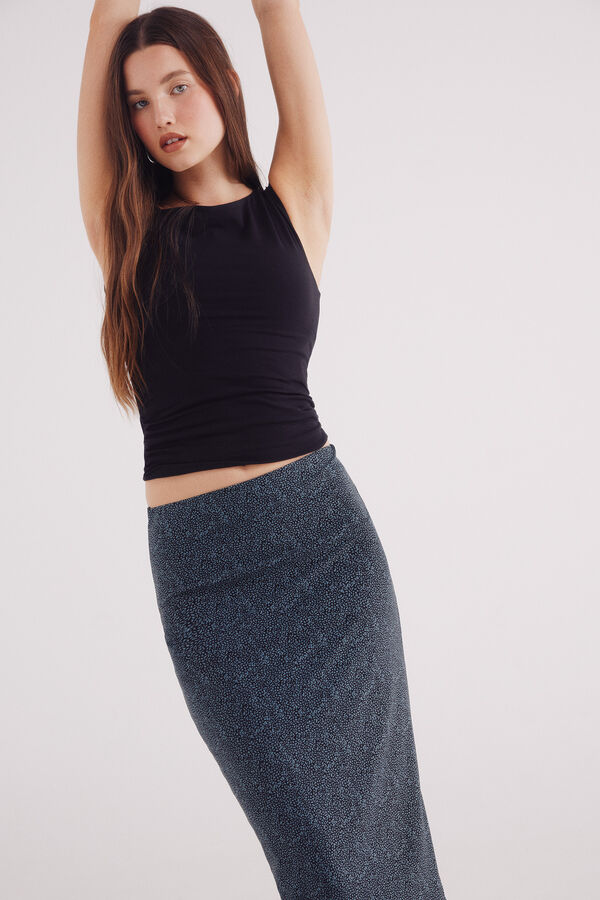 Springfield Falda midi gasa estampada negro