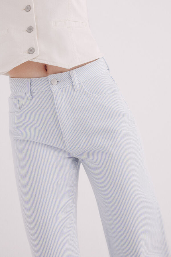 Springfield Jeans wide leg rayas algod&oacute;n marr&oacute;n